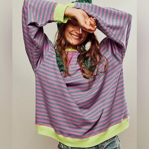 Never worn with tags Free people Classic Striped oversized crewneck